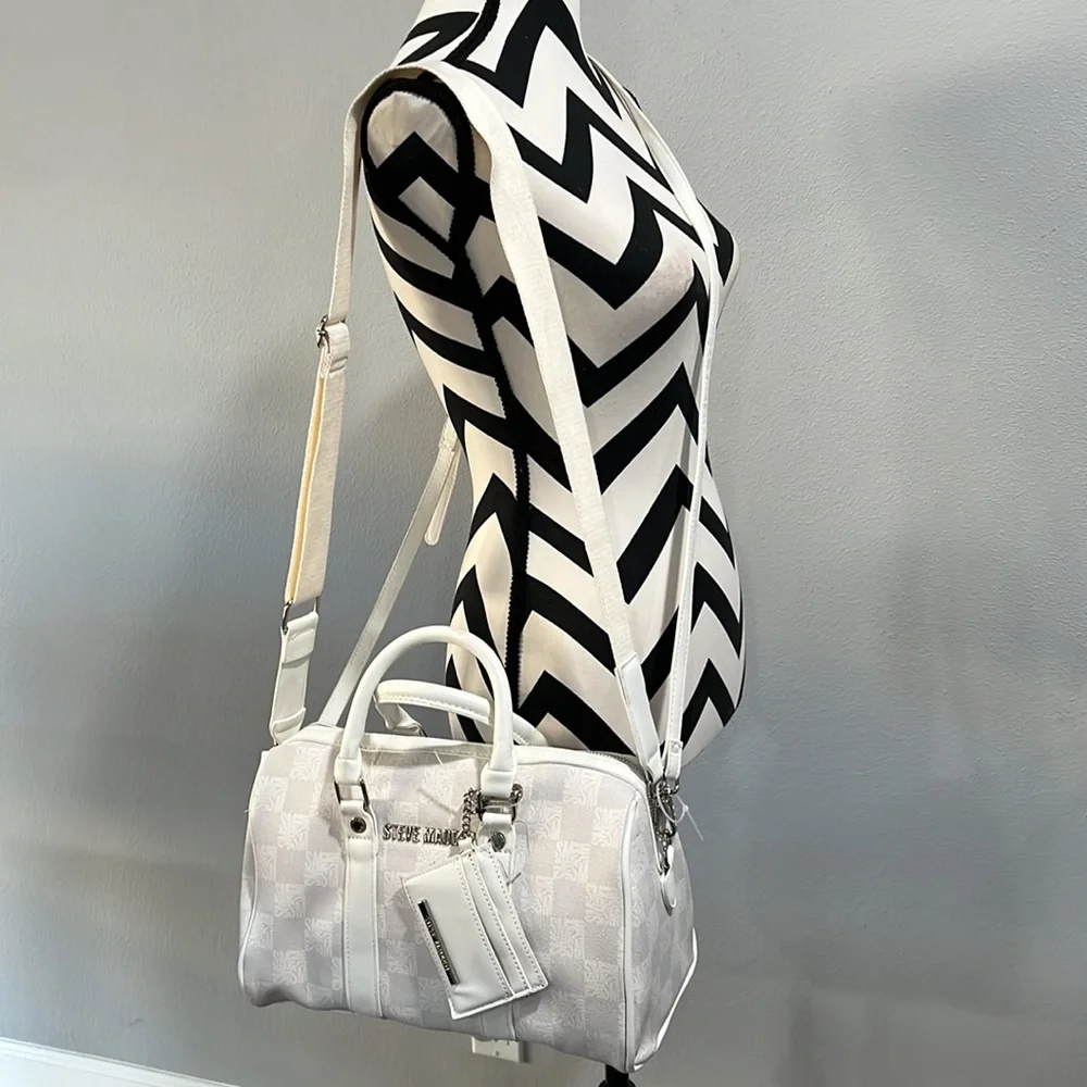 NWOT Steve Madden White Bkali Satchel Crossbody Bag.